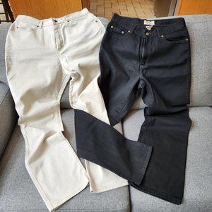 2 pairs of LL Bean + Lee jeans, Black + Off White Sz 12 TALL